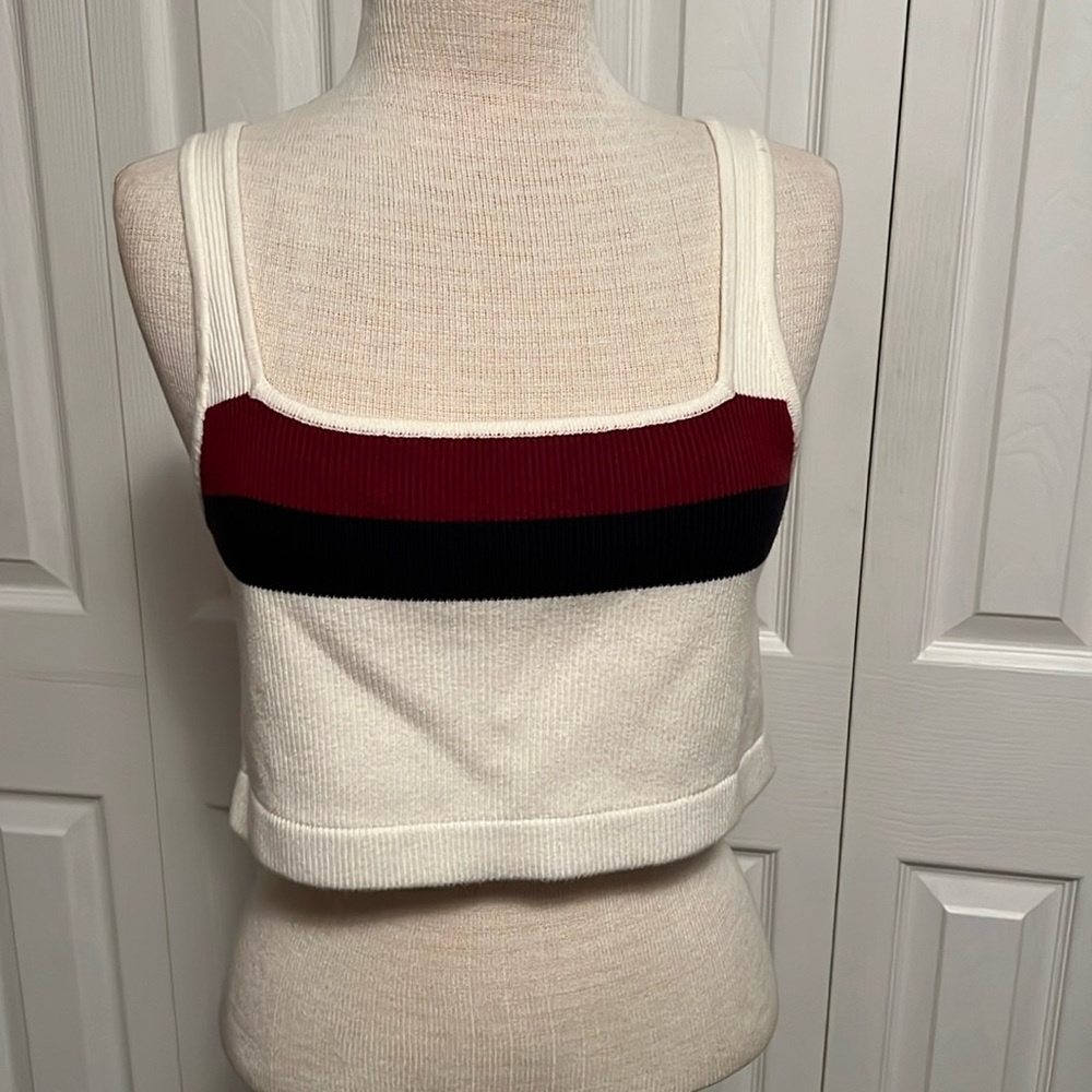 Women’s Cropped Ribbed Knit Striped Tank Sweater by KULE Size Large